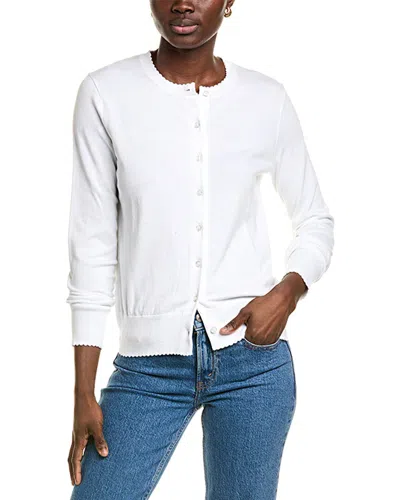 Brooks Brothers Scalloped Cardigan In White