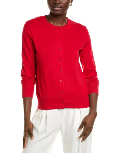 Brooks Brothers Scallop Cardigan In Red