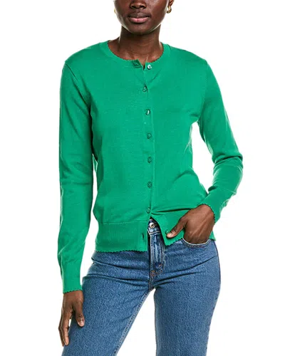 Brooks Brothers Scallop Cardigan In Green