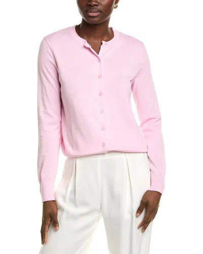 Brooks Brothers Scalloped Cardigan In Pink