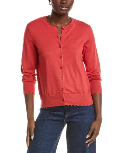 Brooks Brothers Scalloped Cardigan In Red