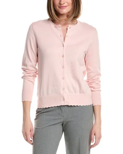Brooks Brothers Scalloped Pointelle Trim Cardigan In Pink
