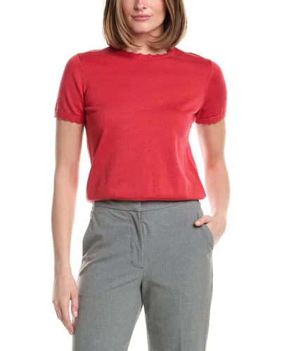 Brooks Brothers Scalloped Pointelle Trim Sweater In Red