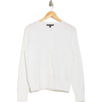 Brooks Brothers Scalloped Trim Cotton Cardigan In White