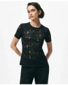 Brooks Brothers Semi-sheer Short-sleeve Top In Floral Lace In Black