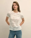 Brooks Brothers Semi-sheer Short-sleeve Top In Floral Lace In Neutral