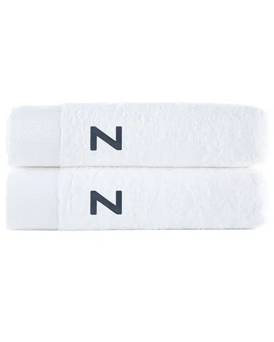 BROOKS BROTHERS BROOKS BROTHERS SET OF 2 MONOGRAMMED BATH SHEETS