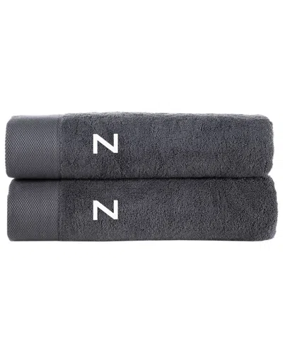 BROOKS BROTHERS BROOKS BROTHERS SET OF 2 MONOGRAMMED BATH SHEETS