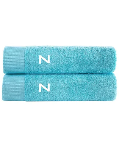 BROOKS BROTHERS BROOKS BROTHERS SET OF 2 MONOGRAMMED BATH SHEETS