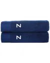 Brooks Brothers Set Of 2 Monogrammed Hand Towels In Blue