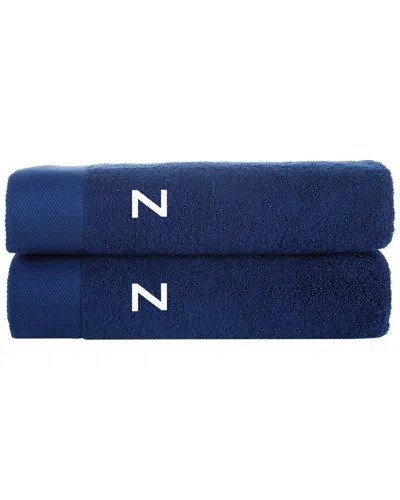 BROOKS BROTHERS BROOKS BROTHERS SET OF 2 MONOGRAMMED BATH SHEETS