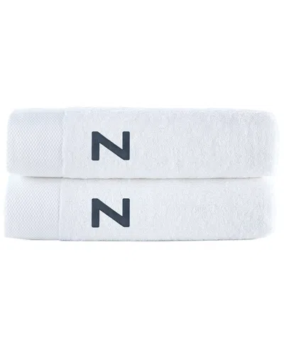 Brooks Brothers Set Of 2 Monogrammed Bath Towels In White