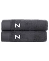 Brooks Brothers Set Of 2 Monogrammed Bath Towels In Gray