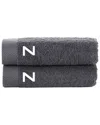 Brooks Brothers Set Of 2 Monogrammed Wash Towels In Gray