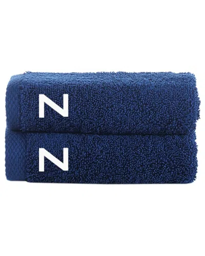 Brooks Brothers Set Of 2 Monogrammed Wash Towels In Blue