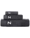 Brooks Brothers Set Of 3 Monogrammed Towels In Gray