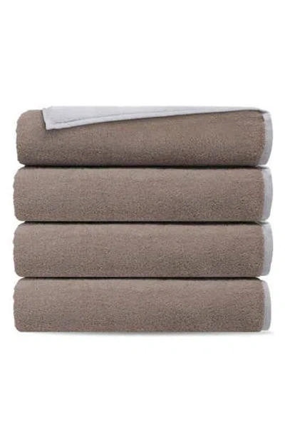 Brooks Brothers Set Of 4 Double Face Turkish Cotton Bath Towels In White Beige