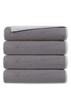 Brooks Brothers Set Of 4 Double Face Turkish Cotton Hand Towels In Grey/white