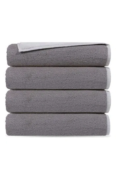 Brooks Brothers Set Of 4 Double Face Turkish Cotton Hand Towels In Grey/white