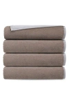Brooks Brothers Set Of 4 Double Face Turkish Cotton Hand Towels In Brown