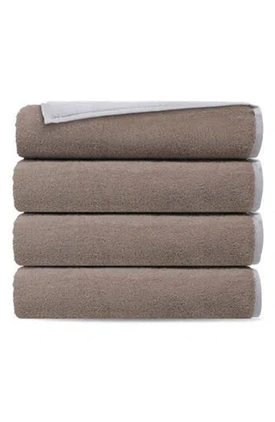 Brooks Brothers Set Of 4 Double Face Turkish Cotton Hand Towels In Brown