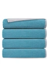 Brooks Brothers Set Of 4 Double Face Turkish Cotton Hand Towels In White Seaglass