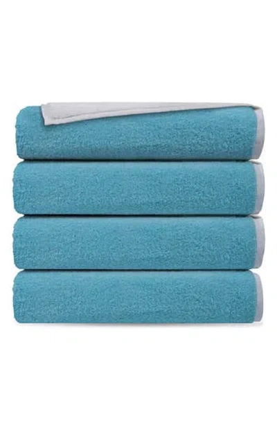 Brooks Brothers Set Of 4 Double Face Turkish Cotton Hand Towels In White Seaglass