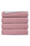 Shop Brooks Brothers Depera Set Of 4 Double Face Turkish Cotton Hand Towels In White/blush