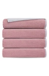 Brooks Brothers Set Of 4 Double Face Turkish Cotton Washcloths In White/blush