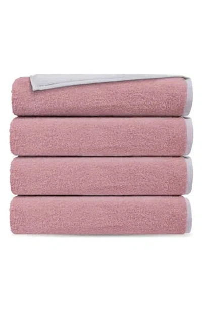 Brooks Brothers Set Of 4 Double Face Turkish Cotton Washcloths In Pink