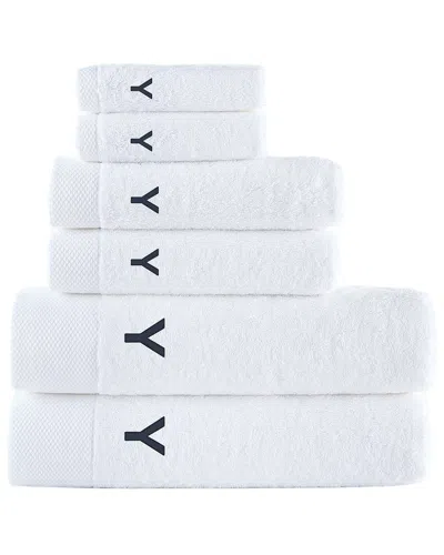 Brooks Brothers Set Of 6 Monogrammed Towels In White