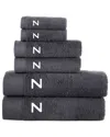 Brooks Brothers Set Of 6 Monogrammed Towels In Gray