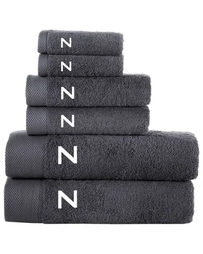 Brooks Brothers Set Of 6 Monogrammed Towels In Gray
