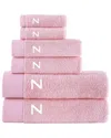 Brooks Brothers Set Of 6 Monogrammed Towels In Pink