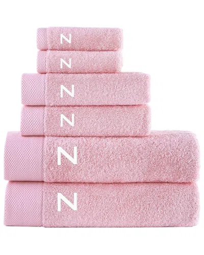 Brooks Brothers Set Of 6 Monogrammed Towels In Pink