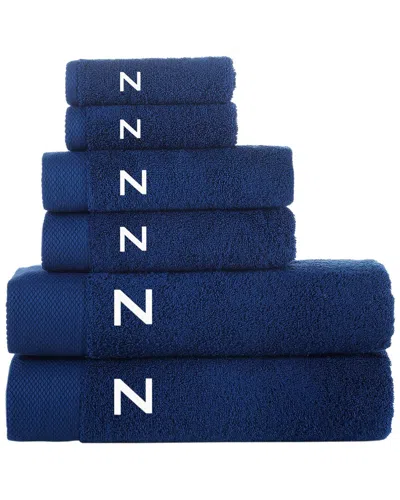 Brooks Brothers Set Of 6 Monogrammed Towels In Blue