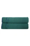 Brooks Brothers Contrast Frame 2pc Bath Sheets In Green