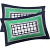 Brooks Brothers Set Of Two Framed Print Sateen Pillow Shams In Blue