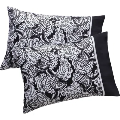 Brooks Brothers Set Of Two Paisley Print Pillowcases In Black
