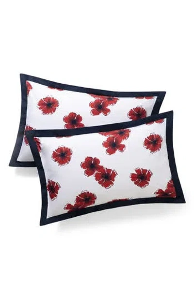 Brooks Brothers Set Of Two Poppy Hawaiian Print Pillow Sham In Red