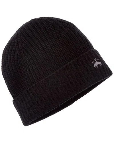 Brooks Brothers Shaker Rib Wool & Cashmere-blend Beanie In Black