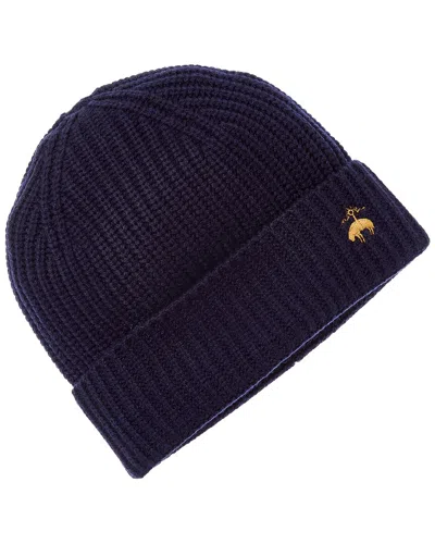 Brooks Brothers Shaker Rib Wool & Cashmere-blend Beanie In Blue
