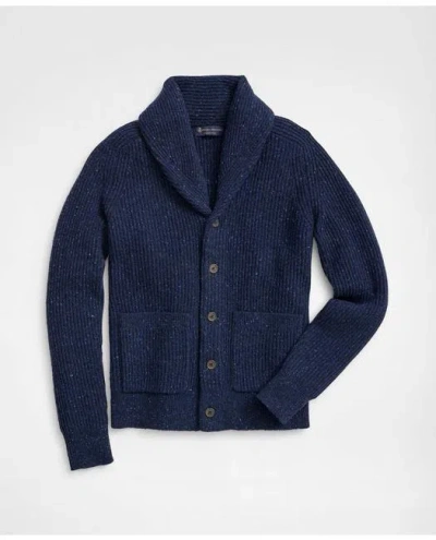 Brooks Brothers Shawl Cardigan In Donegal Merino Wool In Navy