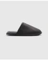 Brooks Brothers Shearling Lined Leather Slippers Shoes In Black