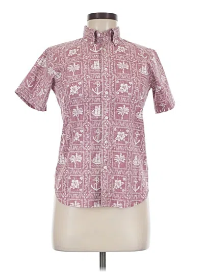 Pre-owned Brooks Brothers Short Sleeve Blouse In Burgundy