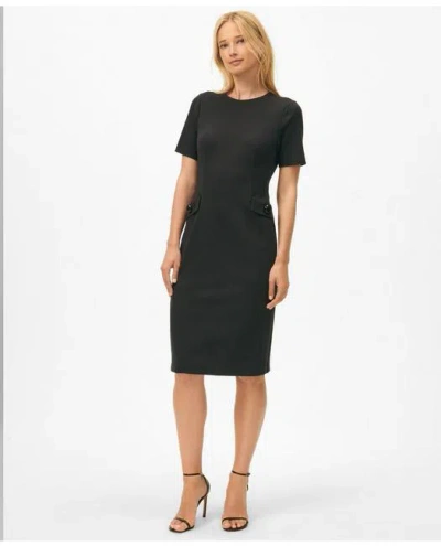 Brooks Brothers Short Sleeve Hip-pocket Ponte Dress In Black