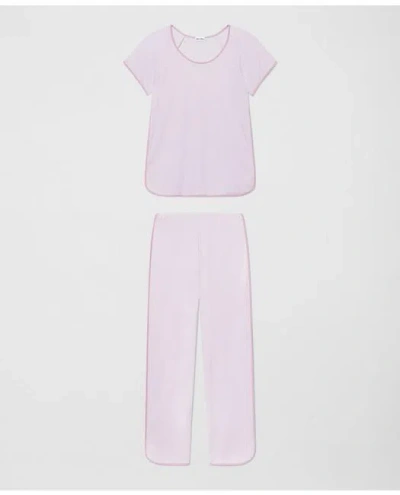Brooks Brothers Short-sleeve Pajamas Set In Classic Pink Oxford Stripe
