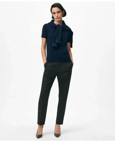 Brooks Brothers Short-sleeve Shell Sweater In Cashmere In Navy