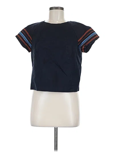 Pre-owned Brooks Brothers Short Sleeve Top Blue Crew Neck Tops