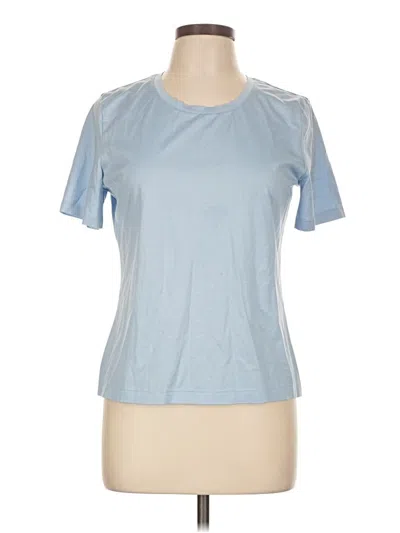 Pre-owned Brooks Brothers Short Sleeve Top Blue Keyhole Neckline Tops